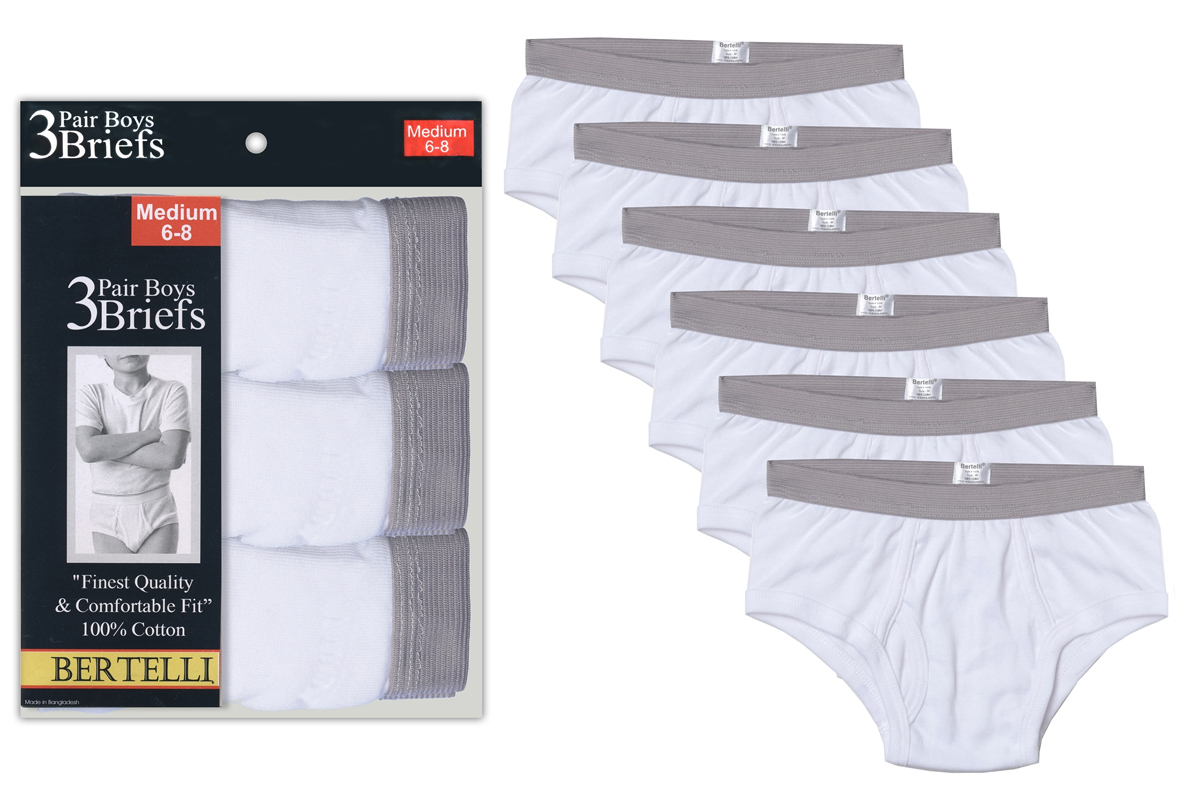 Boys White Briefs- 3 Pack, 24 3-packs per case