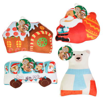 Dog Toy Christmas Plush W/squeaker 4 Asst DESIGNS In Pdq #p34100