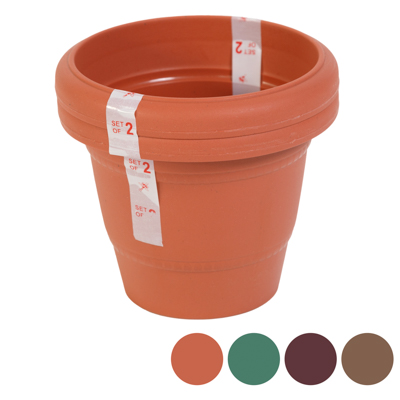 ''PLANTER 2pk Round 6'''' X 4.5''''h 4 Asstd Colors In Pdq#lilly 6''