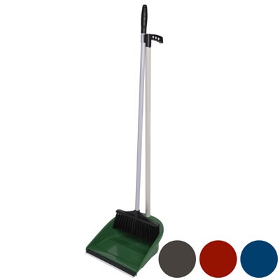 Dust Pan & BROOM Set 4 Clrs Dustpan/rubber Lip & 29in Pole