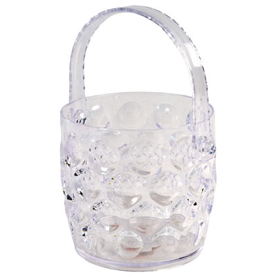 Ice Bucket Clear With Folding HANDLE 42 Oz Crystal Look Bubble Design/case Cut Carton W/label