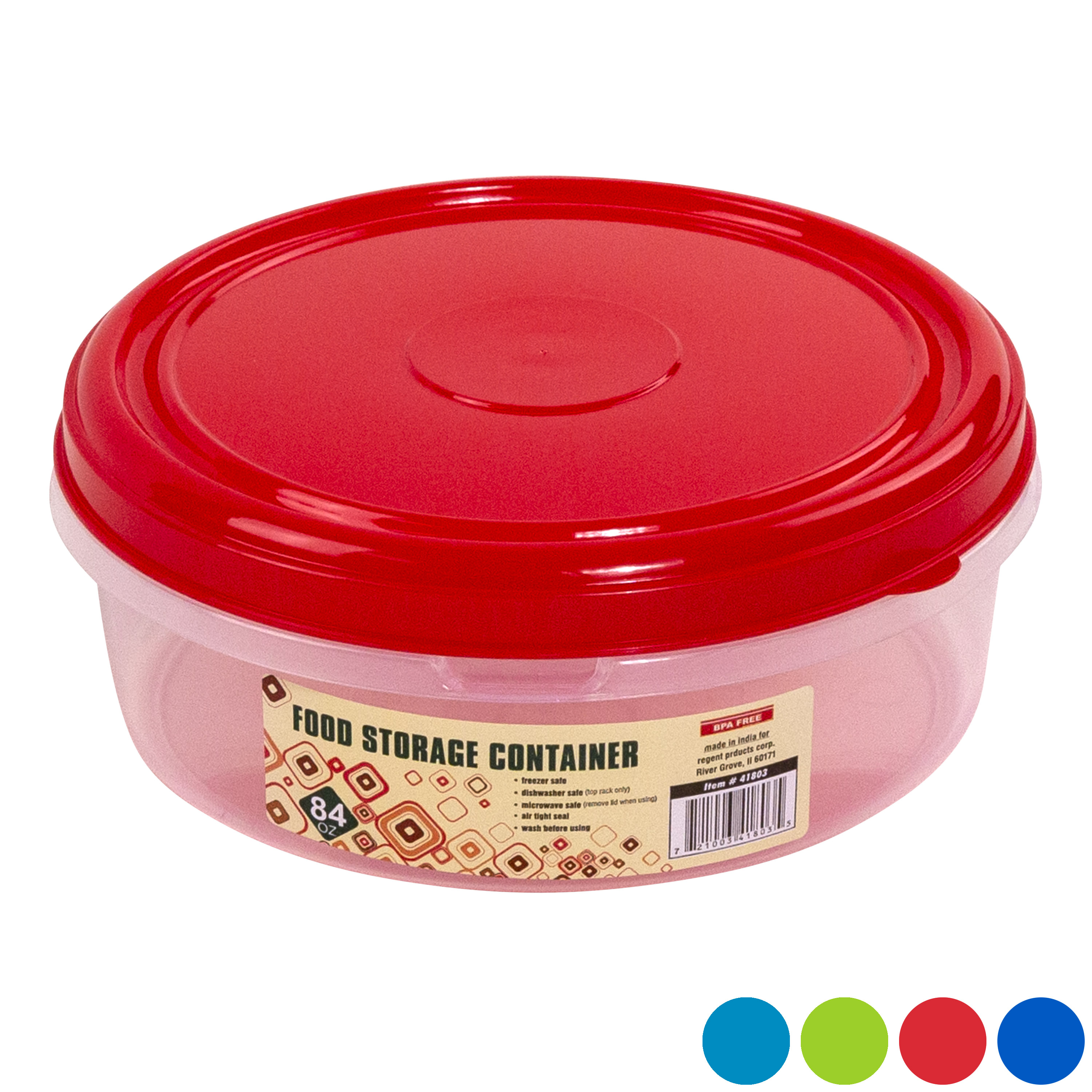 ''Cookie ContAiner Round 8.4'''' DiA 4 Color Lids - CleAr Bottom #sApphire ContAiner 3''
