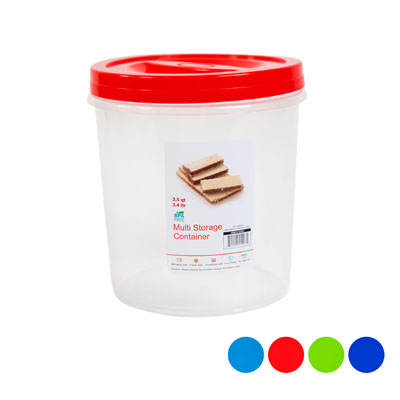 Storage Container 3.5 Qt 3.4l SCew Top 4 Color Lids Clear Bottom #Crystal 6 - 14761