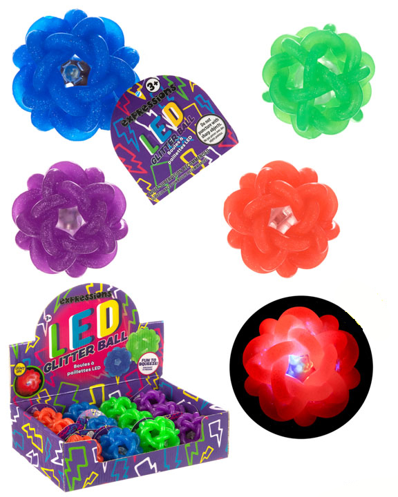Light-Up LED GLITTER Embroidered Ball w/ Counter Display