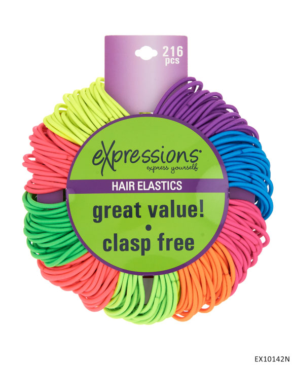 Hair Elastics Neon Colors 216Pack