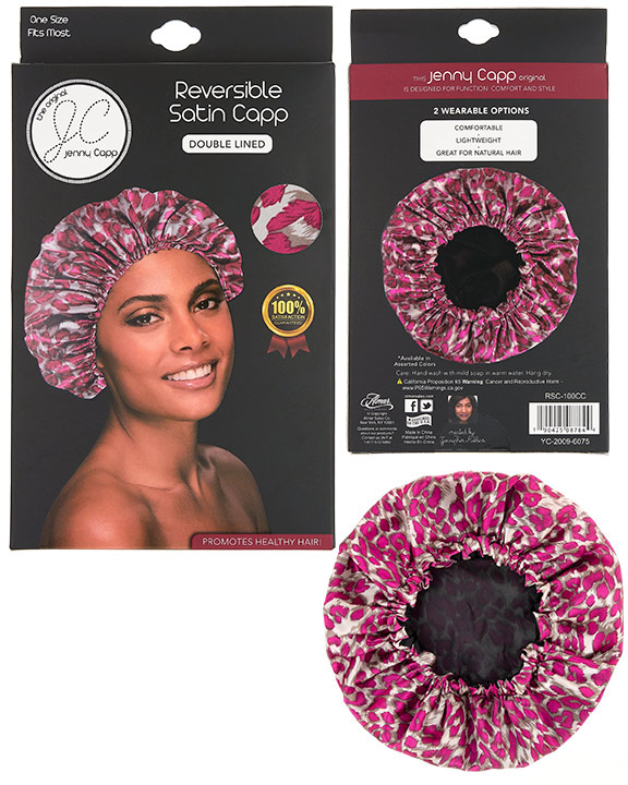 Jenny CAPp Women's Reversible Satin Sleeping Bouffant CAPS w/ Flower Pedal Print