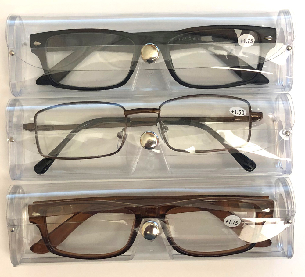 Unisex Spring Temple Metal Reader GLASSES w/ Clear Case - 3.00 Power
