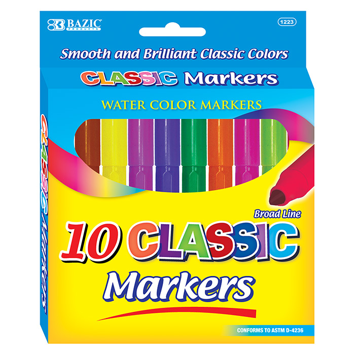 10 Classic Colors Broad Line JUMBO Watercolor Markers