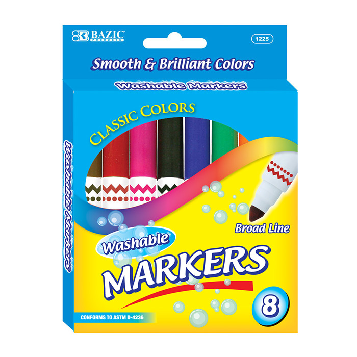 8 Color Broad Line JUMBO Washable Markers