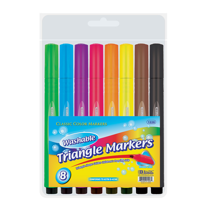 8 Color JUMBO Triangle Washable Markers