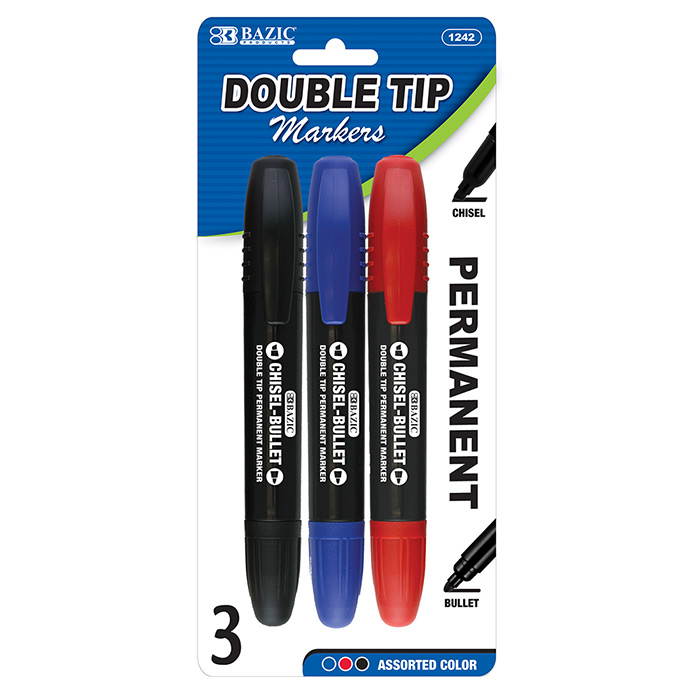 Asst. Color Double-Tip Permanent Marker (3/Pack)