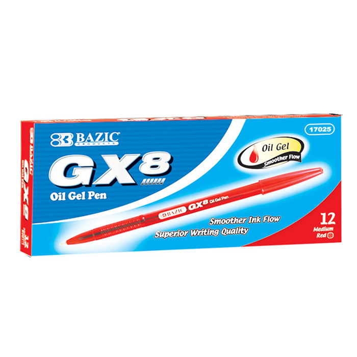 Gx-8 RED Oil-Gel Ink Pen (12/Box)