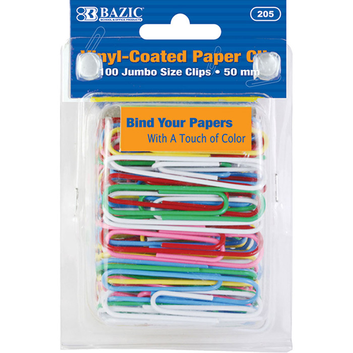 JUMBO (50Mm) Color Paper Clips (100/Pack)