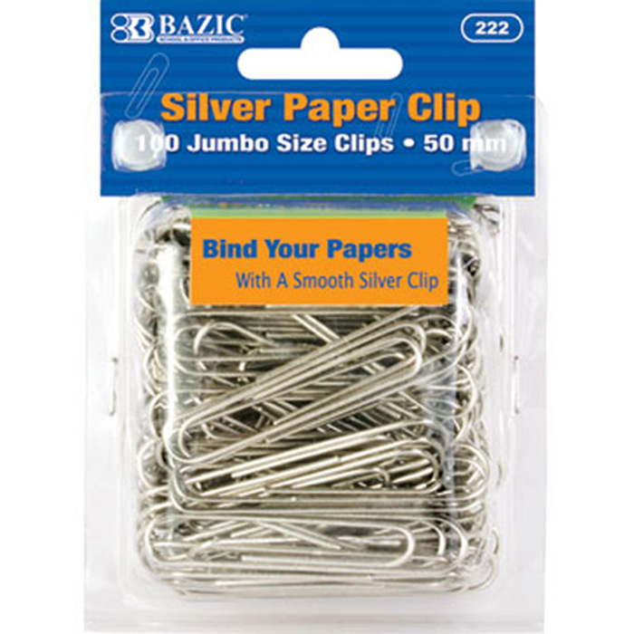 JUMBO (50Mm) Silver Paper Clip (100/Pack)