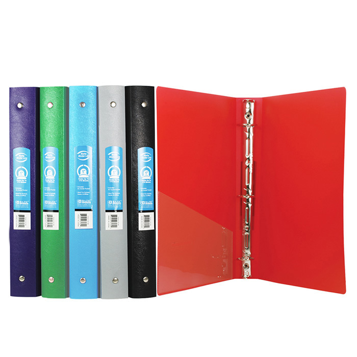 ''1'''' MATTE Color Poly 3-Ring Binder w/ Pocket''