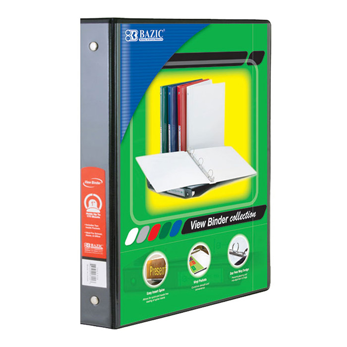 ''1.5'''' BLACK 3-Ring View Binder w/ 2-Pockets''