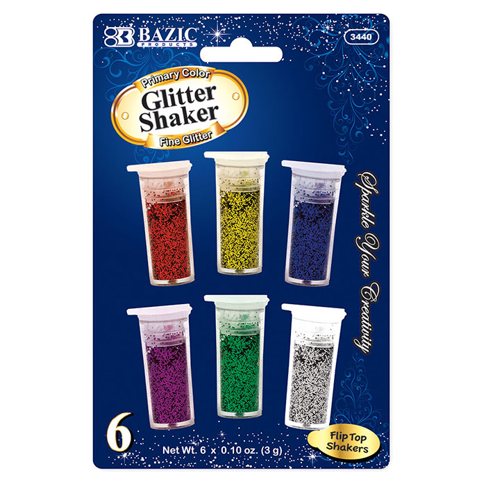 3G / 0.10 Oz. 6 Primary Color GLITTER Shaker