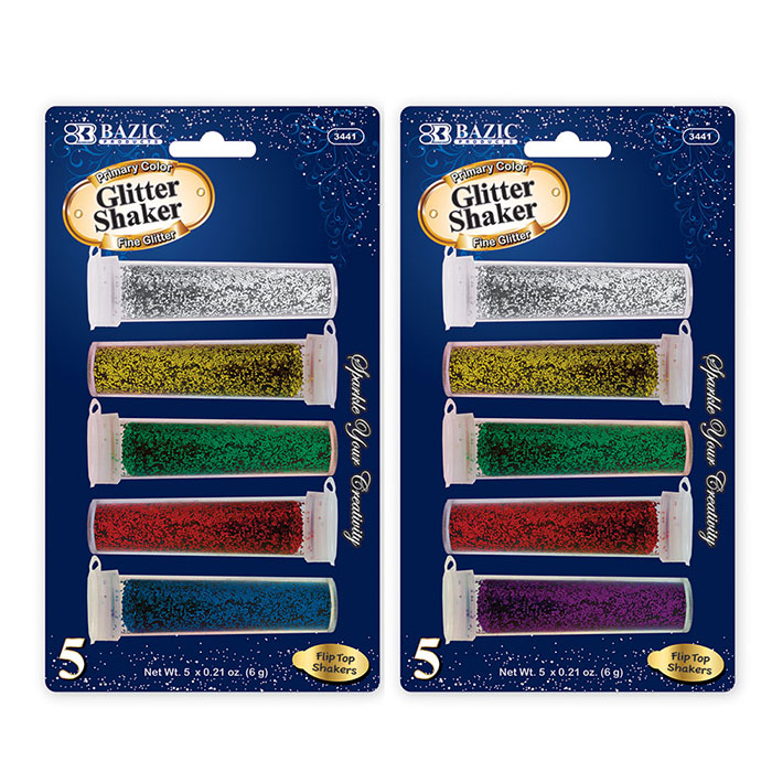 6G / 0.21 Oz. 5 Primary Color GLITTER Shaker