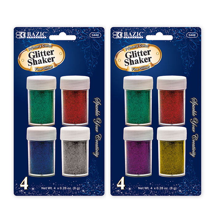 8G / 0.28 Oz. 4 Primary Color GLITTER Shaker