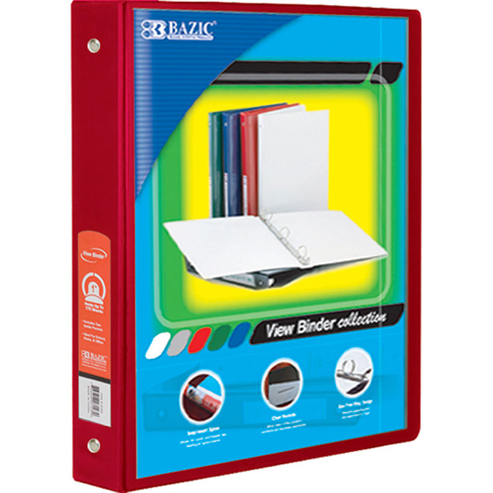 ''1.5'''' RED 3-Ring View Binder w/2-Pockets''