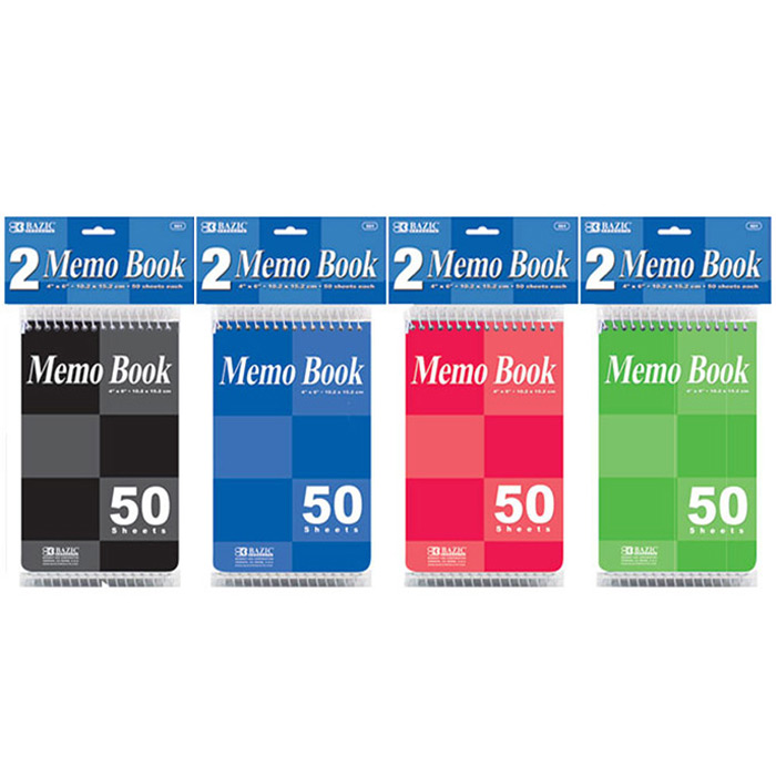 ''50 Ct. 4'''' X 6'''' Top Bound Spiral Memo BOOKs (2/Pack)''