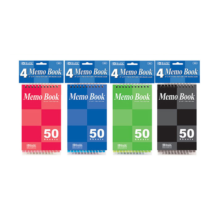 ''50 Ct. 3'''' X 5'''' Top Bound Spiral Memo BOOKs (4/Pack)''