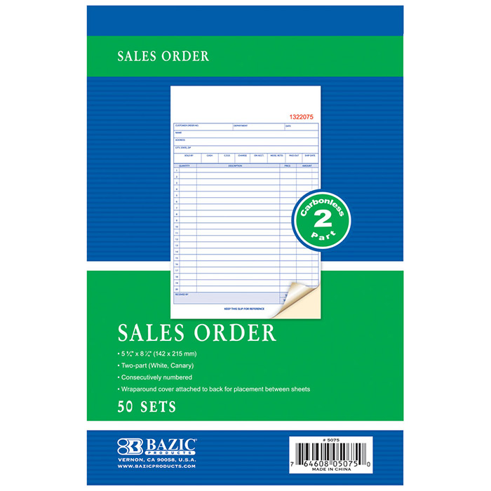 ''50 Sets 5 9/16'''' X 8 7/16'''' 2-Part CarBonless SALES Order''
