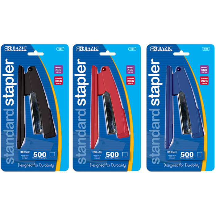 Standard (26/6) Metal STAPLER w/ 500 Ct. Staples