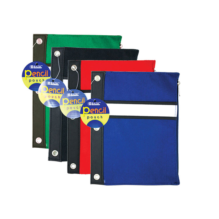 Assorted Color 3-Ring PENCIL Pouch