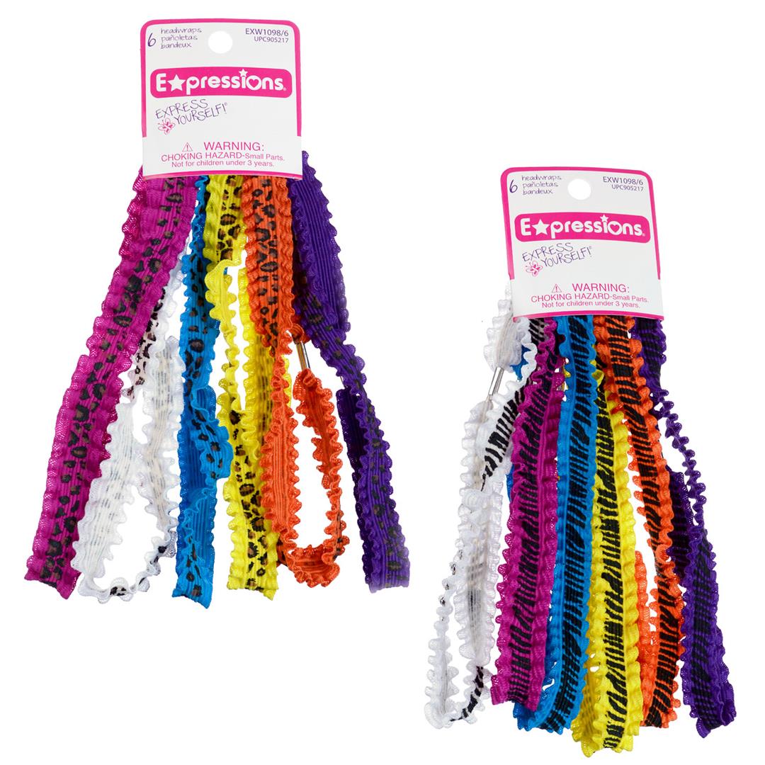 6Pc Printed Ruffle Headwraps