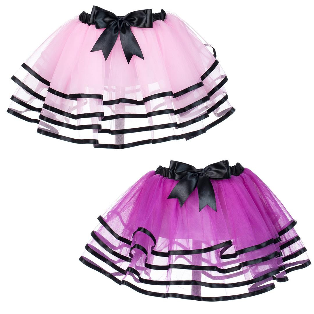 Girl's Tri-Layer Tulle SKIRT w/Ribbon Trim & Bow
