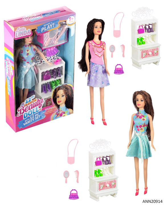 ''12'''' Fashion Beauty DOLLS w/ 12 PC Vanity Jewlery Set - Assorted Styles''