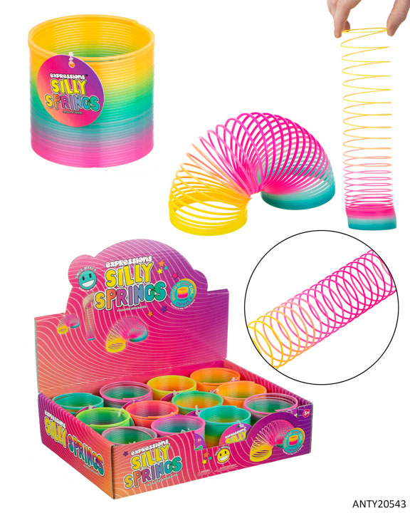 Silly Coil Spring Toys w/ Retail Display - Ombre RAINBOW
