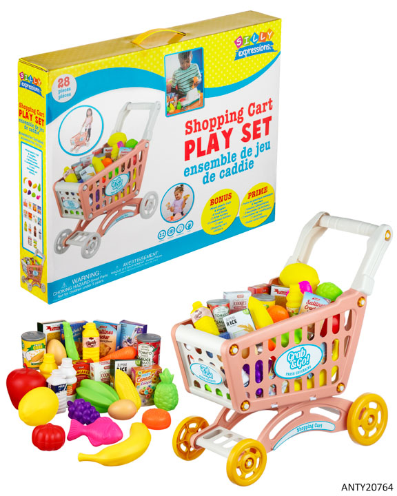 28 PC. Grocery  Shopping Food Cart Set