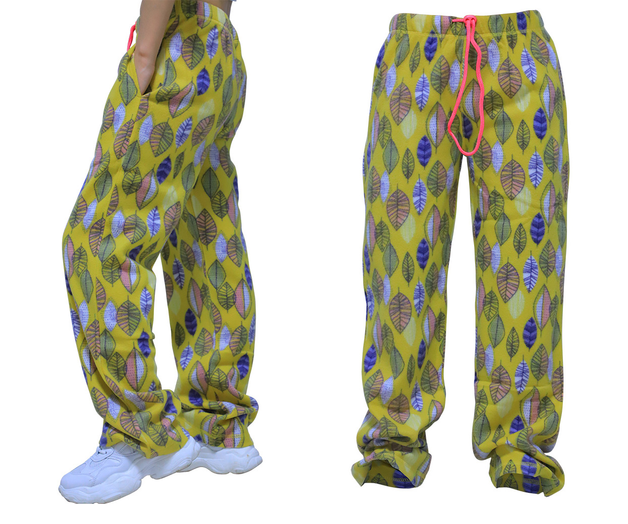 Women's Fleece PAJAMA Pants w/ Peacock Print - Size Small-2XL
