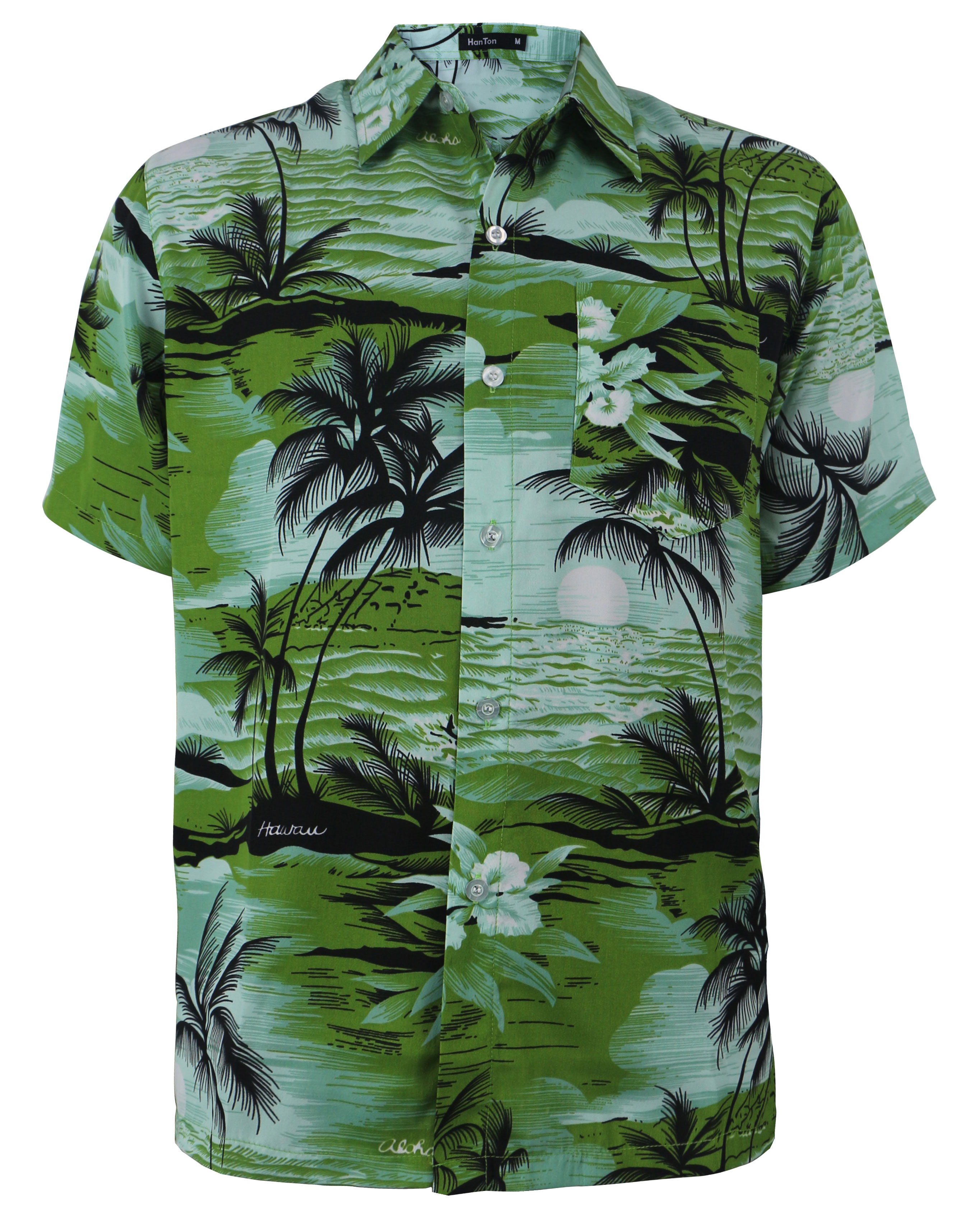 Men's HAWAIIAN Shirts - Green - Sizes Small-2XL