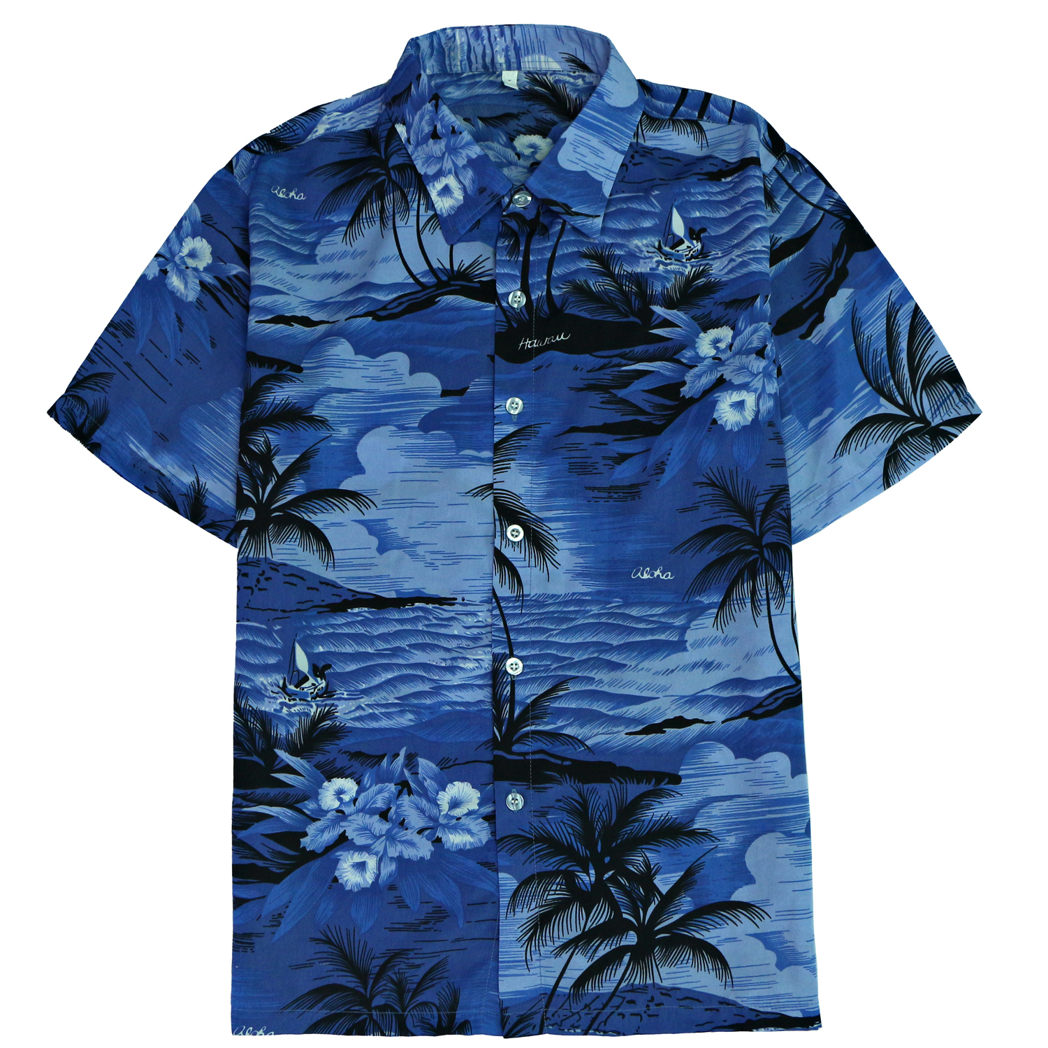 Men's HAWAIIAN Shirts - Blue - Sizes Small-2XL