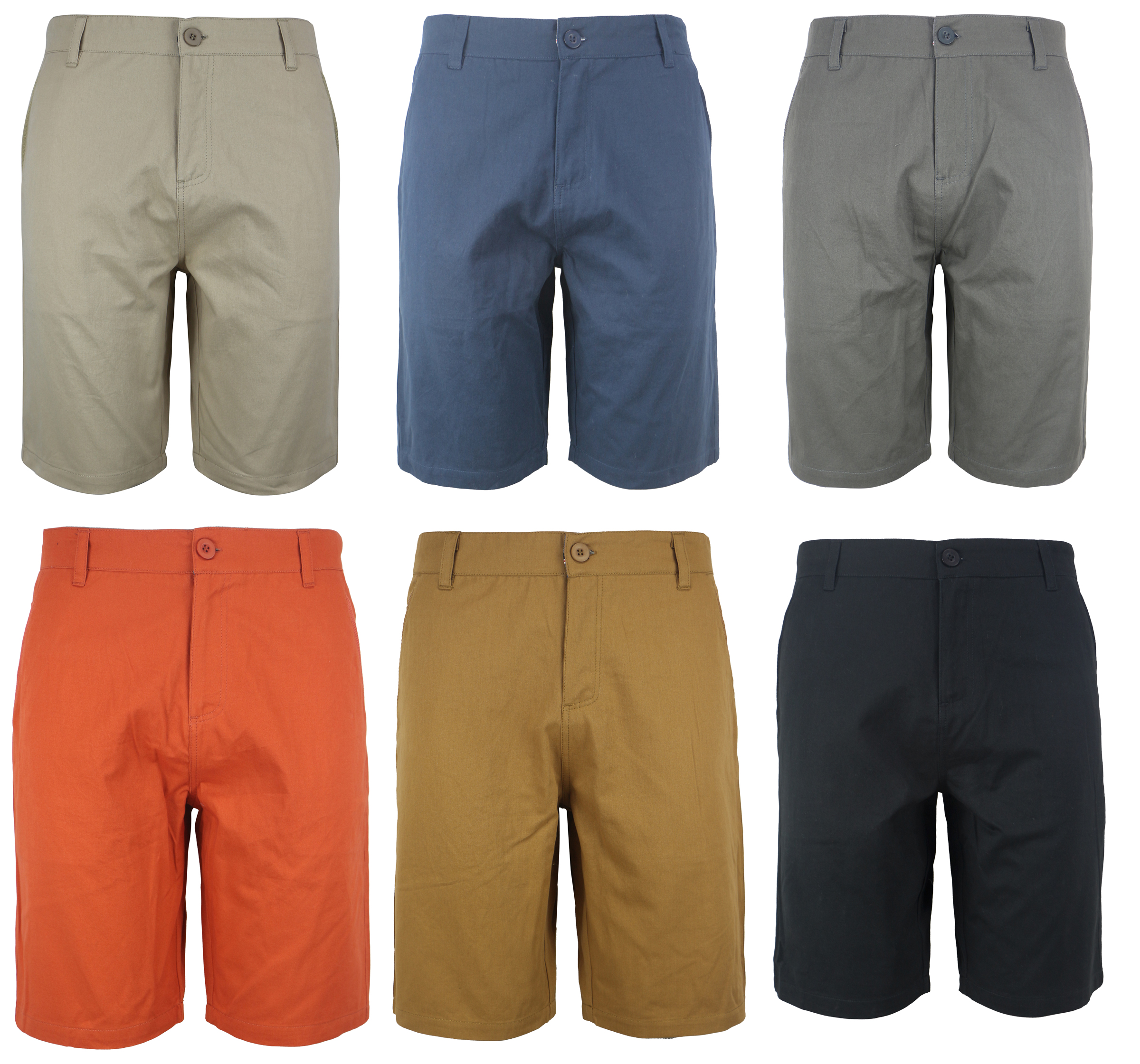 Men's Chino SHORTS w/ Front Side Pockets - Solid Colors - Sizes 30-40