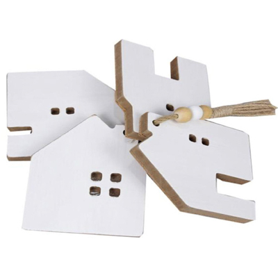 Coasters 4pC Set House WOOD 3.5x4.3 (9.75)