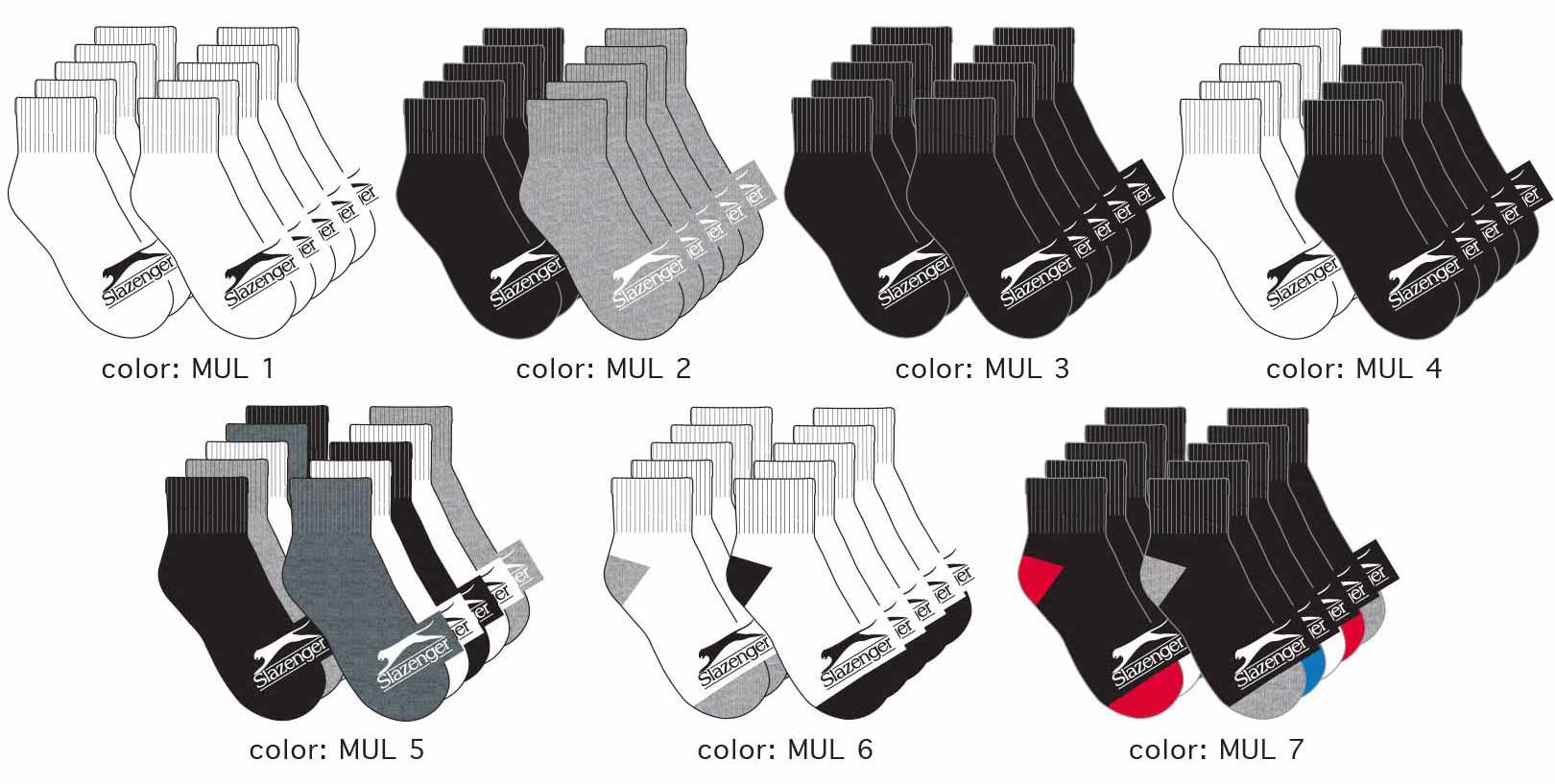 Men's Athletic Crew Socks - Solid Colors w/ Striped Top - 10-Pair Packs ...