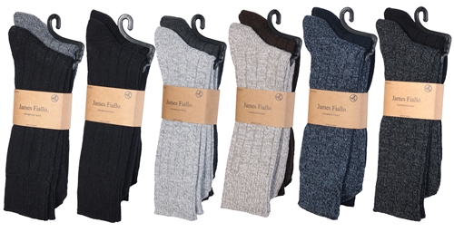 Men's WOOL Blend Marled Ribbed Knit Thermal Boot SOCKS - Size 10-13 - 2-Pair Packs