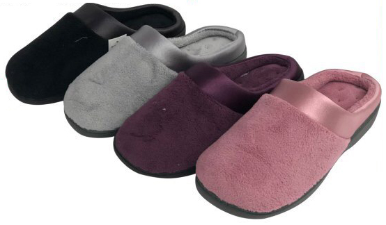 Women's Plush Clog Slippers w/ SATIN Trim