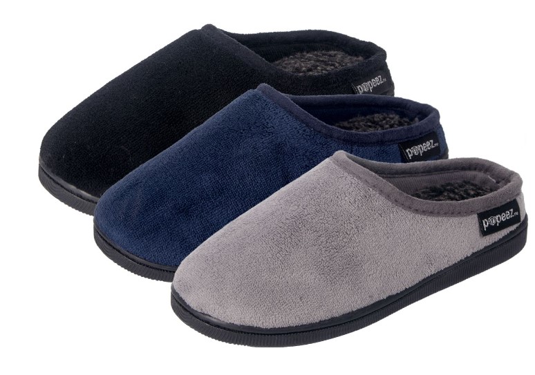 Boy's Microsuede Slip-On Bedroom SLIPPERS w/ Soft Sherpa Footbed