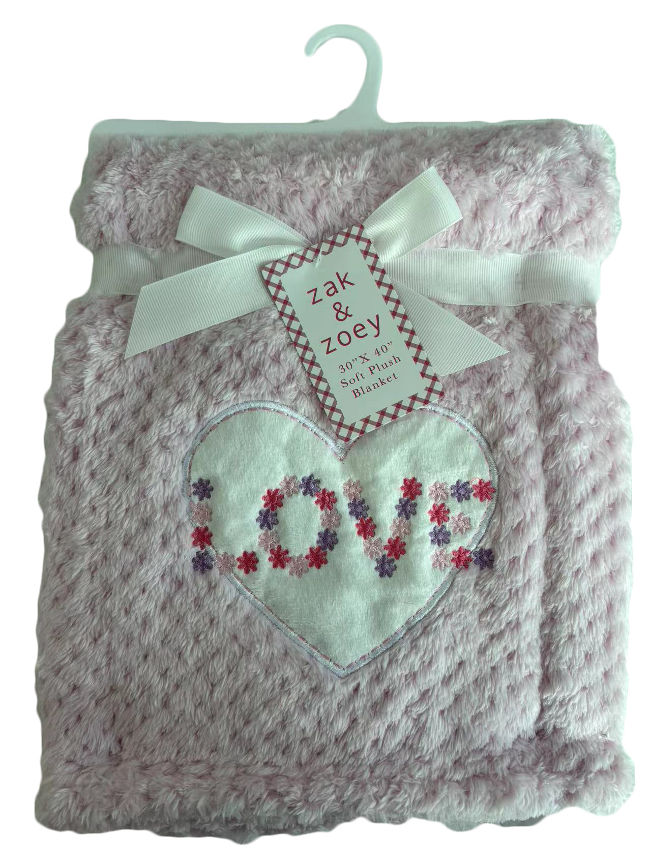 31 x 40 Embroidered Applique Baby BLANKETS - Love Print