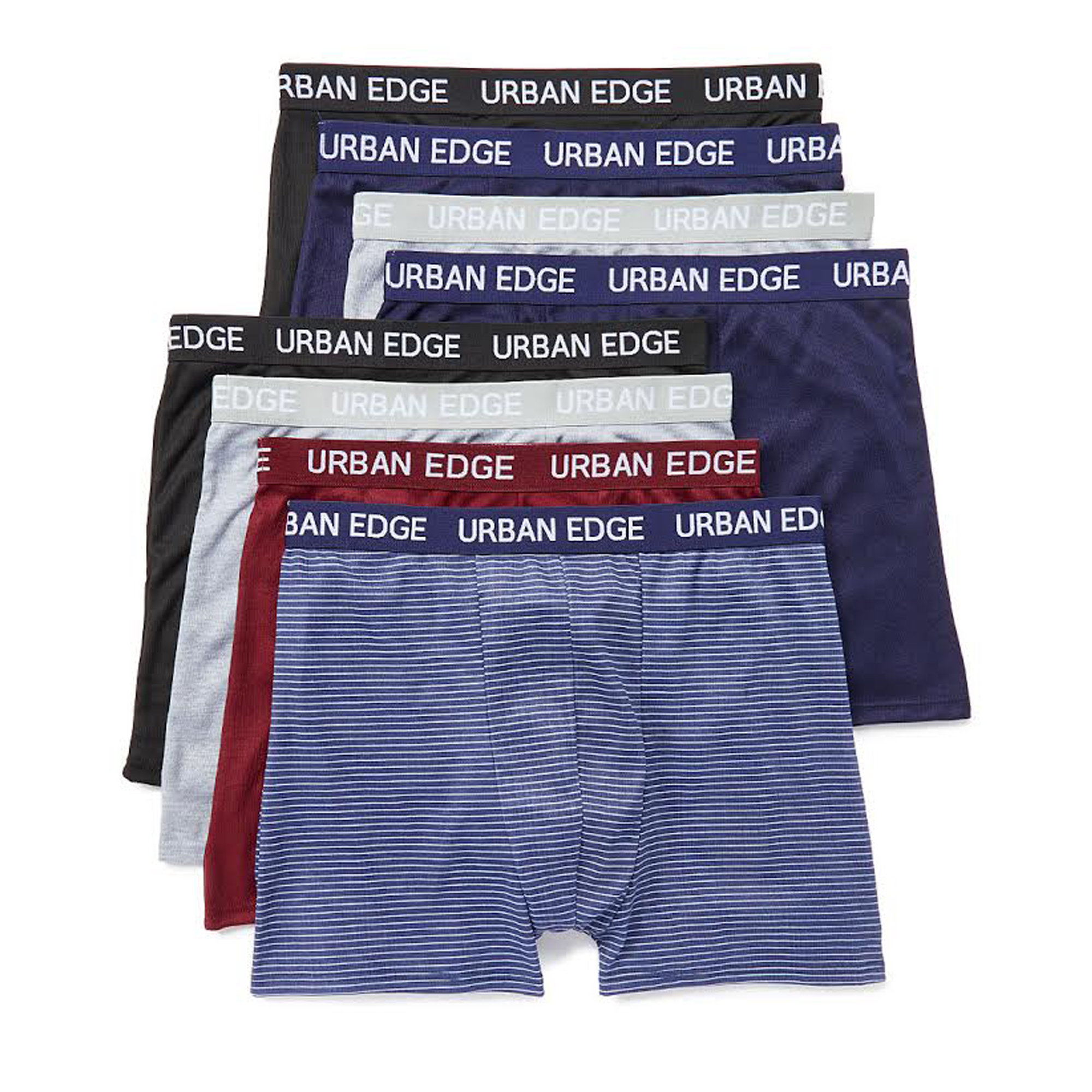 Men's Solid & Striped Urban Edge Boxer Briefs - Sizes Small-XL- 8 Pack