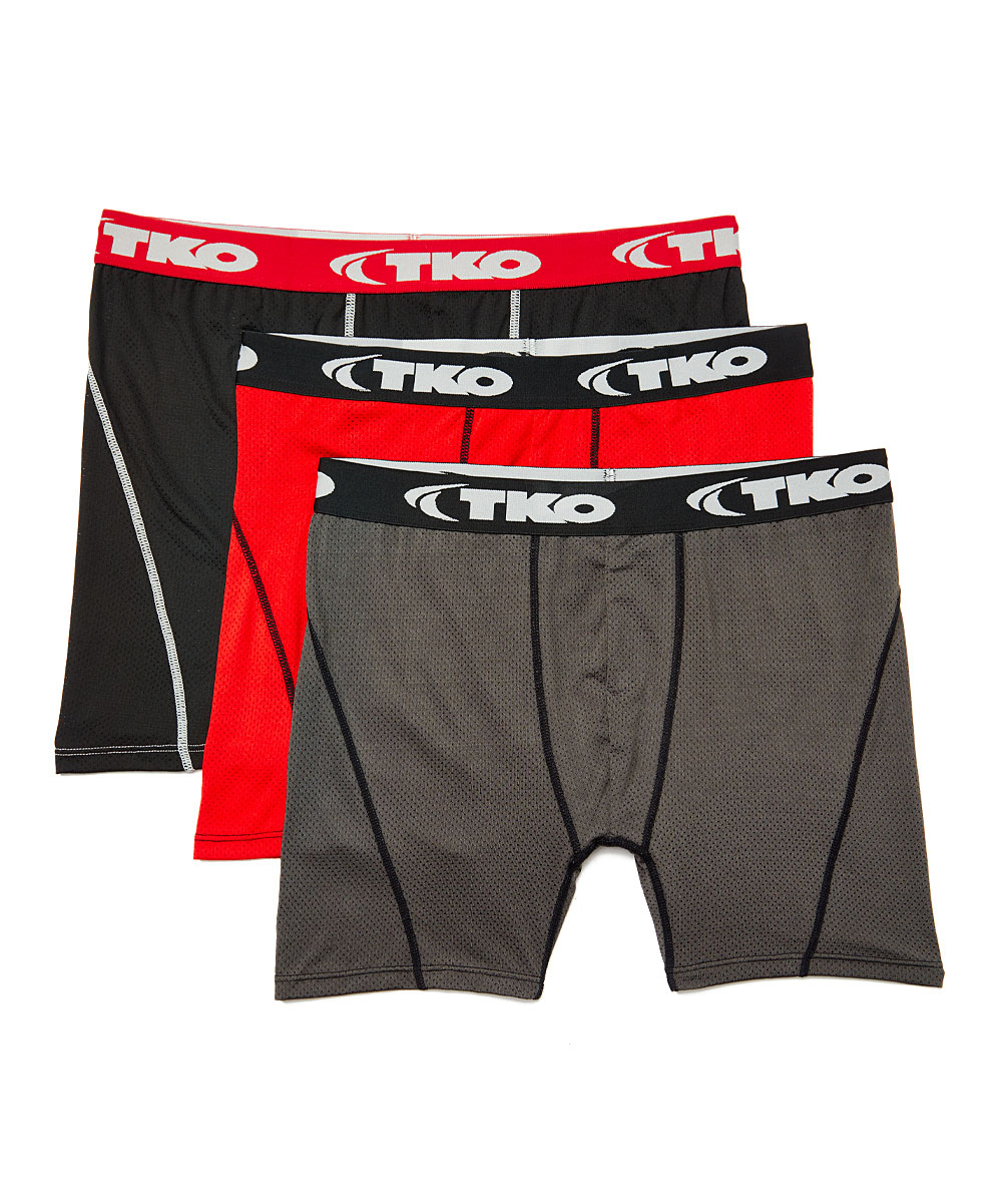 Men's TKO Performance Mesh Boxer Briefs - Red & Black - Sizes Medium-2XL -  3-Pack