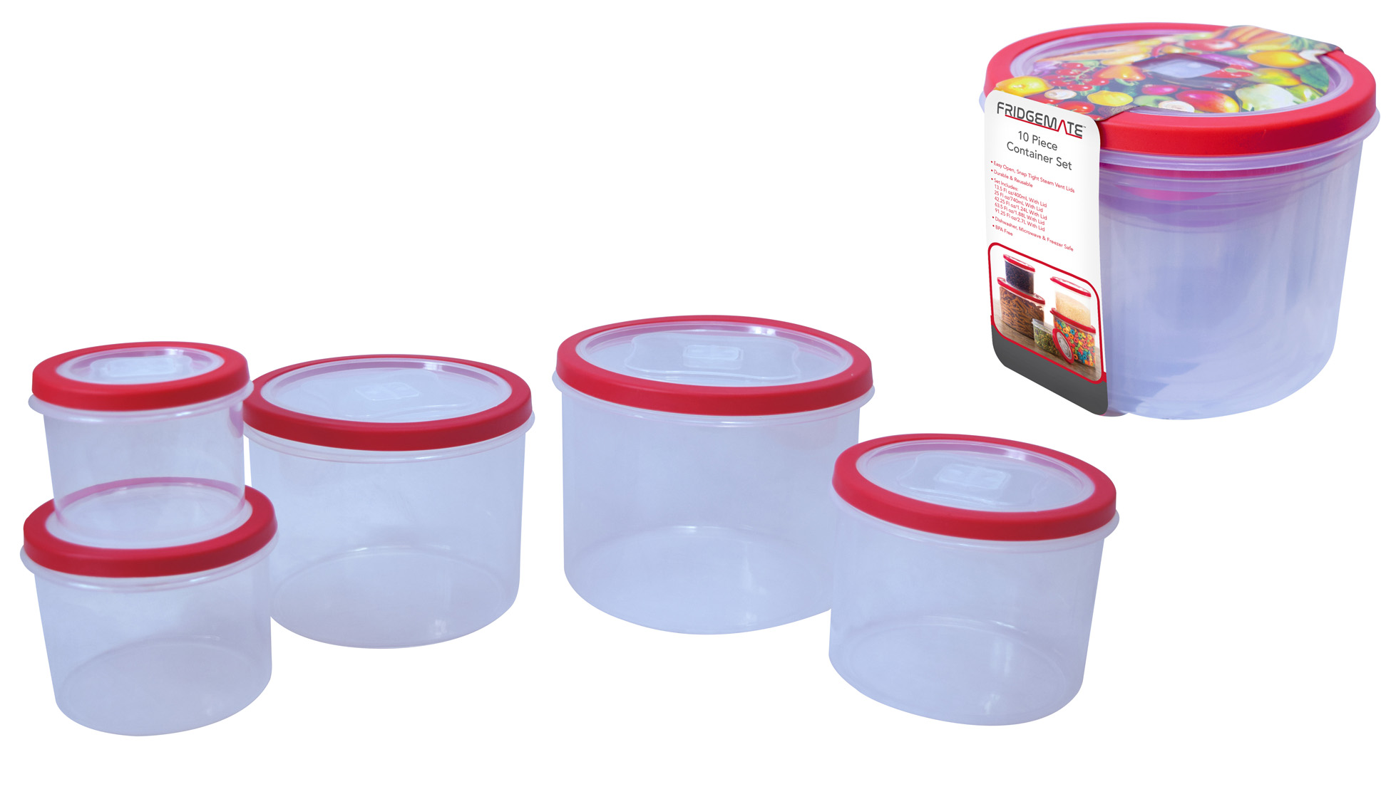 Fridgemate 10 PC. Round Food Storage Container set