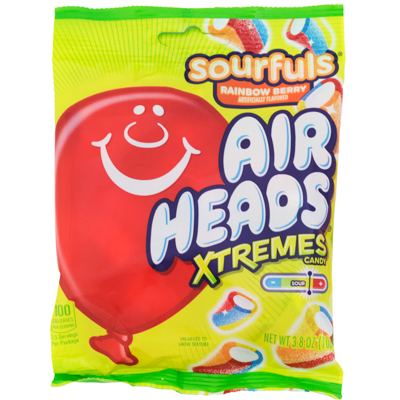 Airheads Xtremes Sourfuls RAINBOW Berry 3.8 Oz Peg Bag