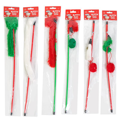 Cat Toy CHRISTMAS Wand 8 Asst Styles 3 Colors In Pdq Card Header