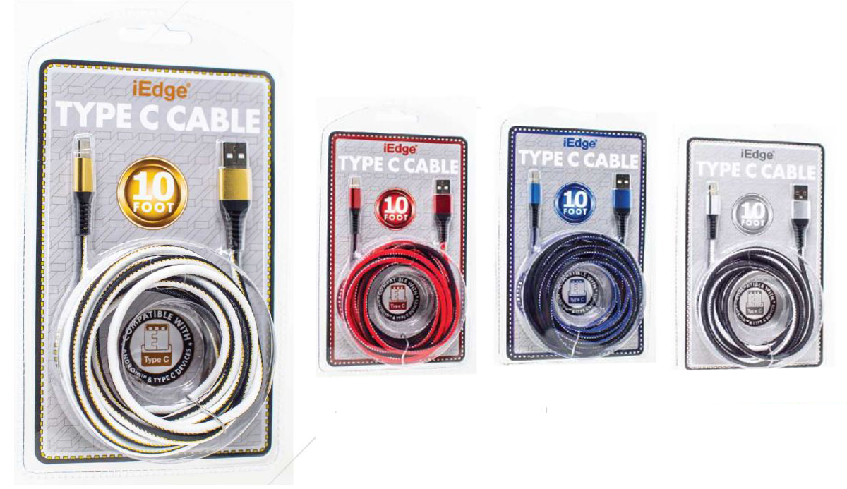 10-Ft. USB Type-C Two Tone Fabric Cables w/ Metallic Trim